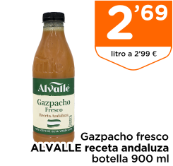 Gazpacho fresco ALVALLE receta andaluza botella 900 ml