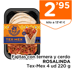 Fajitas con ternera y cerdo ROSALINDA Tex-Mex 4 ud 220 g