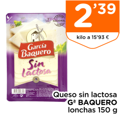 Queso sin lactosa G? BAQUERO lonchas 150 g