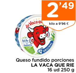 Queso fundido porciones LA VACA QUE RIE 16 ud 250 g
