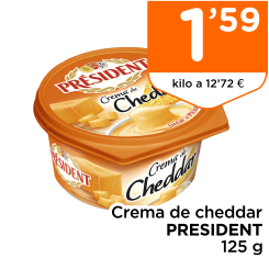 Crema de cheddar PRESIDENT 125 g