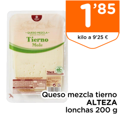 Queso mezcla tierno ALTEZA lonchas 200 g