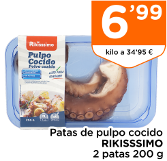 Patas de pulpo cocido RIKISSSIMO 2 patas 200 g