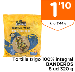 Tortilla trigo 100% integral BANDEROS 8 ud 320 g