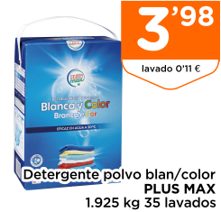 Detergente polvo blan/color PLUS MAX 1.925 kg 35 lavados
