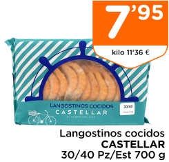 Langostinos cocidos CASTELLAR 30/40 Pz/Est 700 g
