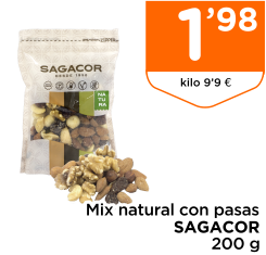 Mix natural con pasas SAGACOR 200 g