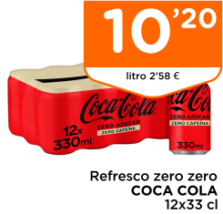 Refresco zero zero COCA COLA 12x33 cl