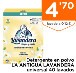 Detergente en polvo LA ANTIGUA LAVANDERA universal 40 lavados