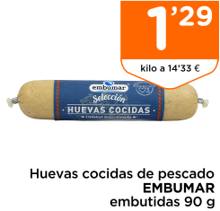 Huevas cocidas de pescado EMBUMAR embutidas 90 g