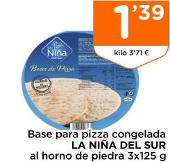 Base para pizza congelada LA NI?A DEL SUR al horno de piedra 3x125 g