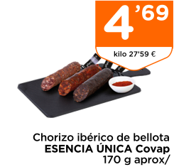 Chorizo ib?rico de bellota ESENCIA ?NICA Covap 170 g aprox/