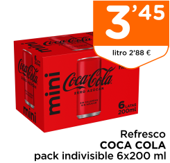 Refresco COCA COLA pack indivisible 6x200 ml