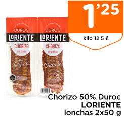 Chorizo 50% Duroc LORIENTE lonchas 2x50 g