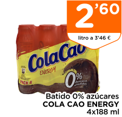 Batido 0% az?cares COLA CAO ENERGY 4x188 ml