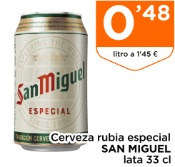 Cerveza rubia especial SAN MIGUEL lata 33 cl