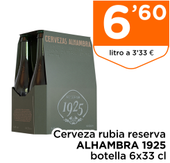 Cerveza rubia reserva ALHAMBRA 1925 botella 6x33 cl