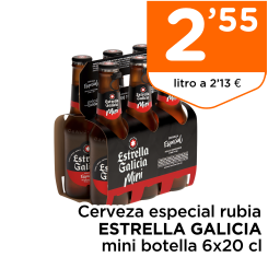 Cerveza especial rubia ESTRELLA GALICIA mini botella 6x20 cl