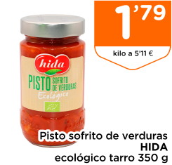 Pisto sofrito de verduras HIDA ecol?gico tarro 350 g
