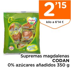 Supremas magdalenas CODAN 0% az?cares a?adidos 350 g