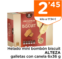 Helado mini bomb?n biscuit ALTEZA galletas con canela 6x36 g