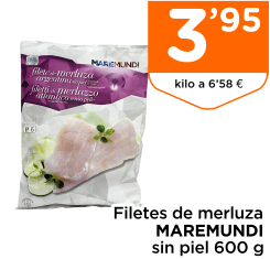 Filetes de merluza MAREMUNDI sin piel 600 g