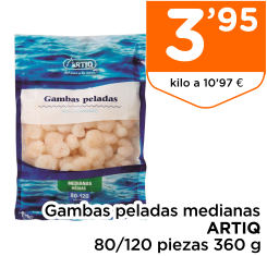 Gambas peladas medianas ARTIQ 80/120 piezas 360 g