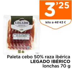Paleta cebo 50% raza ib?rica LEGADO IB?RICO lonchas 70 g