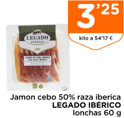 Jamon cebo 50% raza iberica LEGADO IB?RICO lonchas 60 g