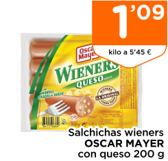 Salchichas wieners OSCAR MAYER con queso 200 g