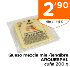 Queso mezcla miel/jengibre ARQUESPAL cu?a 200 g