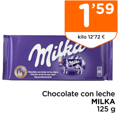 Chocolate con leche MILKA 125 g