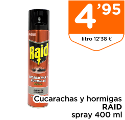 Cucarachas y hormigas RAID spray 400 ml