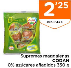 Supremas magdalenas CODAN 0% az?cares a?adidos 350 g