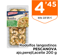 Rodolfos langostinos PESCANOVA ajo,perejil,aceite 200 g