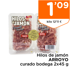 Hilos de jam?n ARROYO curado bodega 2x45 g