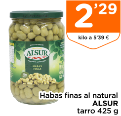 Habas finas al natural ALSUR tarro 425 g