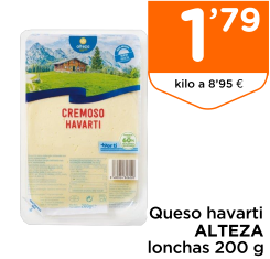 Queso havarti ALTEZA lonchas 200 g