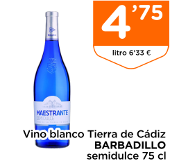 Vino blanco Tierra de C?diz BARBADILLO semidulce 75 cl