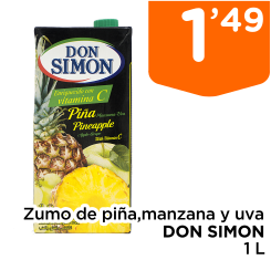 Zumo de pi?a,manzana y uva DON SIMON 1 L