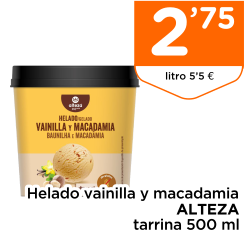 Helado vainilla y macadamia ALTEZA tarrina 500 ml
