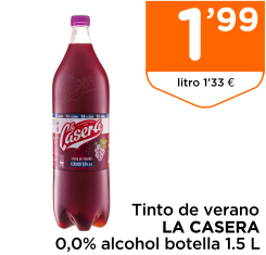 Tinto de verano LA CASERA 0,0% alcohol botella 1.5 L