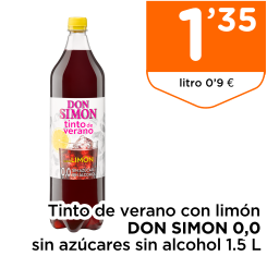 Tinto de verano con lim?n DON SIMON 0,0 sin az?cares sin alcohol 1.5 L