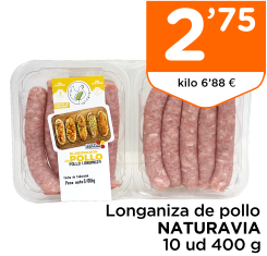 Longaniza de pollo NATURAVIA 10 ud 400 g