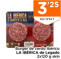 Burger de cerdo ib?rico LA IB?RICA de Legado 2x120 g skin