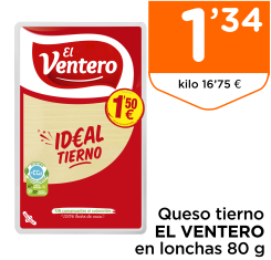Queso tierno EL VENTERO en lonchas 80 g