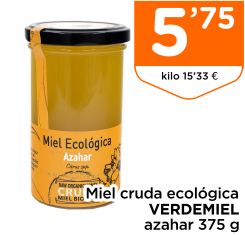 Miel cruda ecol?gica VERDEMIEL azahar 375 g