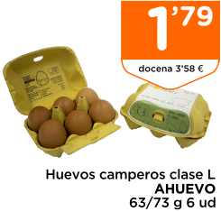 Huevos camperos clase L AHUEVO 63/73 g 6 ud
