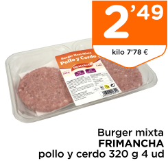 Burger mixta FRIMANCHA pollo y cerdo 320 g 4 ud