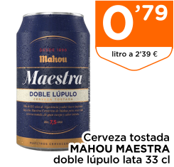 Cerveza tostada MAHOU MAESTRA doble l?pulo lata 33 cl